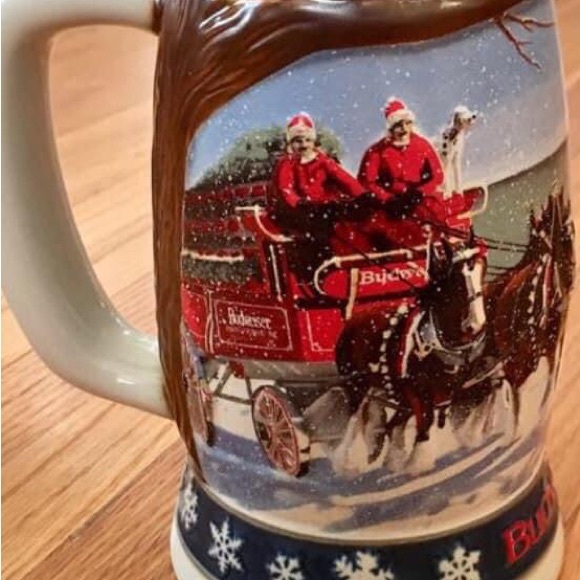 Budweiser VTG 1994 Lighting The Way Christmas Beer Stein Mug Clydesdales Horses - Picture 2 of 10